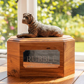 Shar-Pei Dog Bronze Effect Rosewood Pet Cremation Urn For Pet Ashes