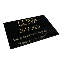 Cat Memorial Plaque – Premium Black Granite (Plain Solid Design) – Available in Standard & Large Sizes