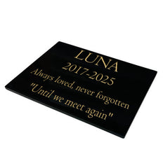 Cat Memorial Plaque – Premium Black Granite (Plain Solid Design) – Available in Standard & Large Sizes