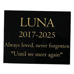 Cat Memorial Plaque – Premium Black Granite (Plain Solid Design) – Available in Standard & Large Sizes