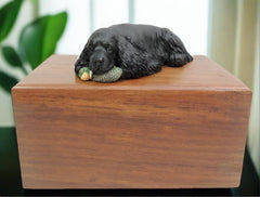 English Cocker Spaniel Wooden Cremation Urn For Ashes