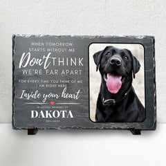 Custom Pet Memorial – Personalised Dog Photo Plaque on Natural Slate Rock Frame