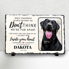 Custom Pet Memorial – Personalised Dog Photo Plaque on Natural Slate Rock Frame