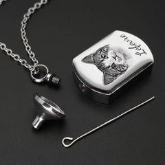 Memorial Pet Necklace - Custom Pet Photo Pendant & Cremation Ashes Jewelry