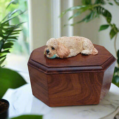 Cockerpoo Wooden Cremation Urn For Dog Ashes