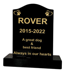 Granite Memorial Ogee Headstone – Small Size- For Pets with Paw & Heart- Free Personalised Engraving