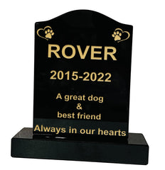 Granite Memorial Ogee Headstone – Small Size- For Pets with Paw & Heart- Free Personalised Engraving