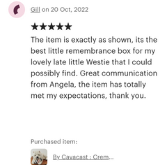 Wooden Pillbox Style Cremation Urn For West Highland White Terrier.