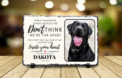 Custom Pet Memorial – Personalised Dog Photo Plaque on Natural Slate Rock Frame