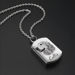 Memorial Pet Necklace - Custom Pet Photo Pendant & Cremation Ashes Jewelry