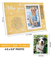 Pet Memorial Photo Frame with Pendant - Wooden Paw Print