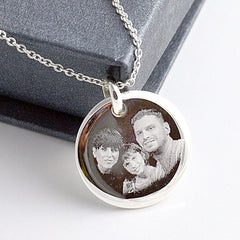 Personalised Silver Necklace – Engraved Sterling Silver Pendant With Custom Photo
